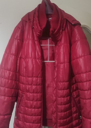 Zara Kirmizi Kapusonlu Buyuk Boy Bayan Mont