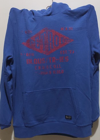13-14 Yaş Beden mavi Renk Erkek Çocuk Mavi Baskılı Sweatshirt
