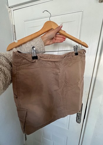 Bej Kemerli Rahat Kesim Mini Etek - Görsel 2