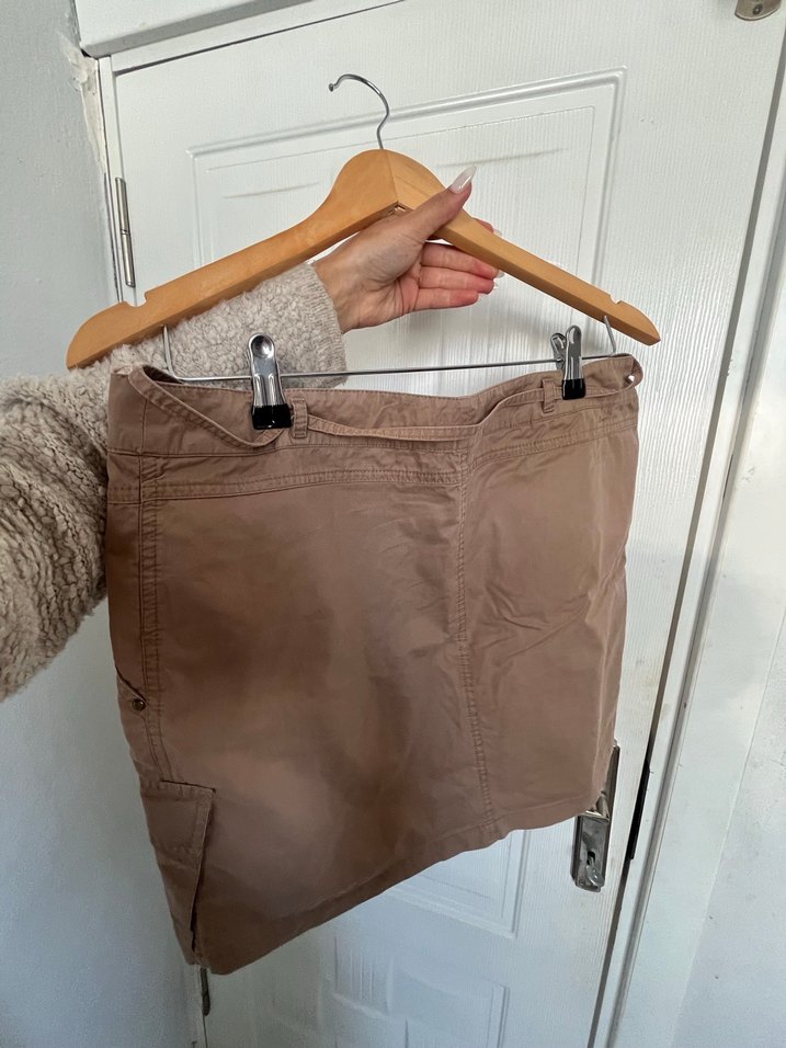 Bej Kemerli Rahat Kesim Mini Etek - Görsel 2