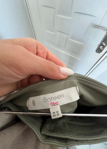 Kadın Deri Kemerli Uzun Pantolon - Görsel 2