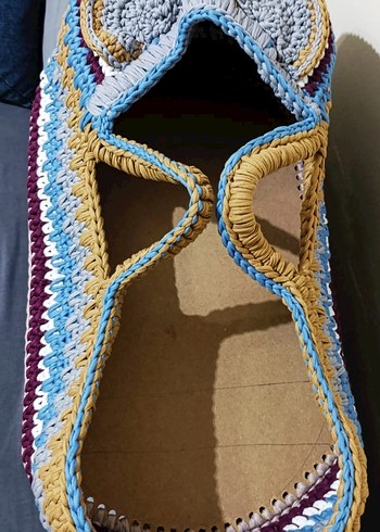 Renkli Örgü Bebek Sepeti Kulplu - Görsel 5