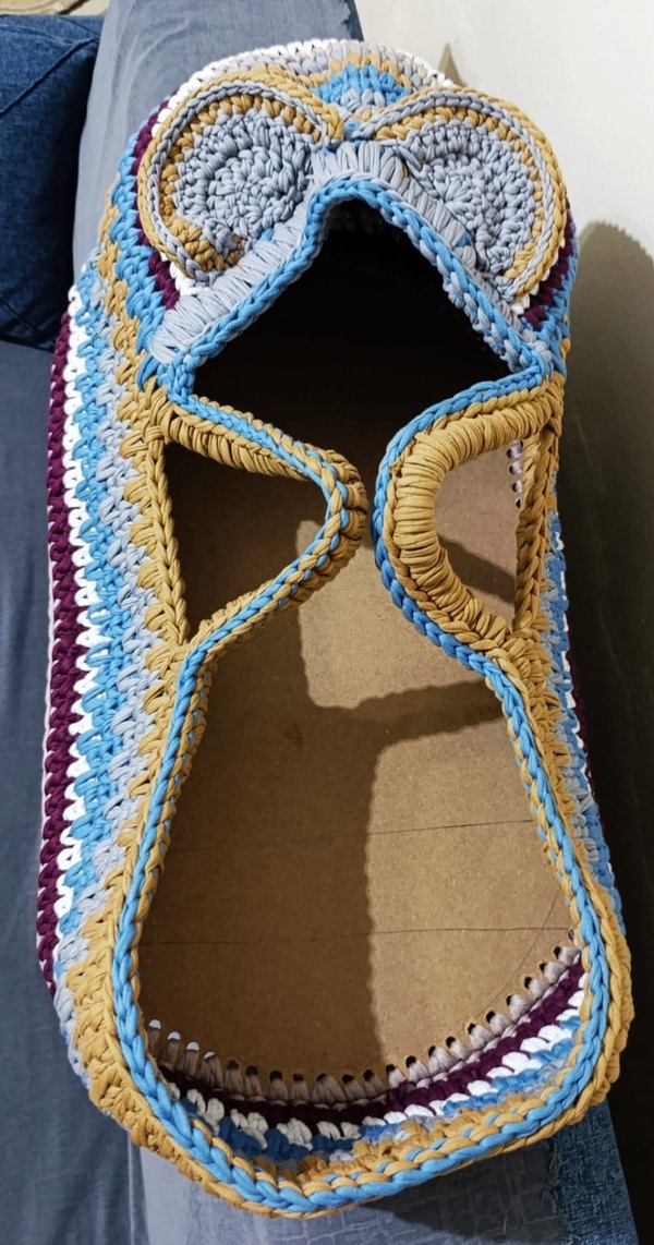 Renkli Örgü Bebek Sepeti Kulplu - Görsel 5