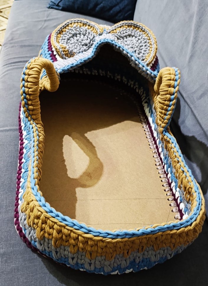 Renkli Örgü Bebek Sepeti Kulplu - Görsel 2