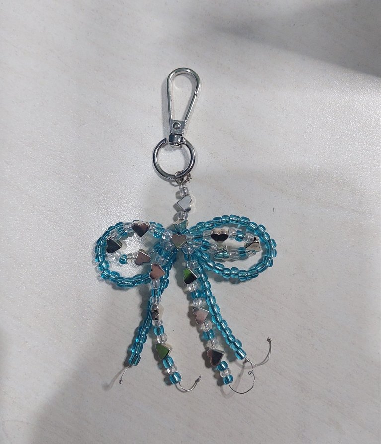 El Yapımı Mavi Kurdele Çanta Charm/Anahtarlık - Görsel 2