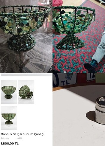 Beden Akik taşlı komple el işi çanak