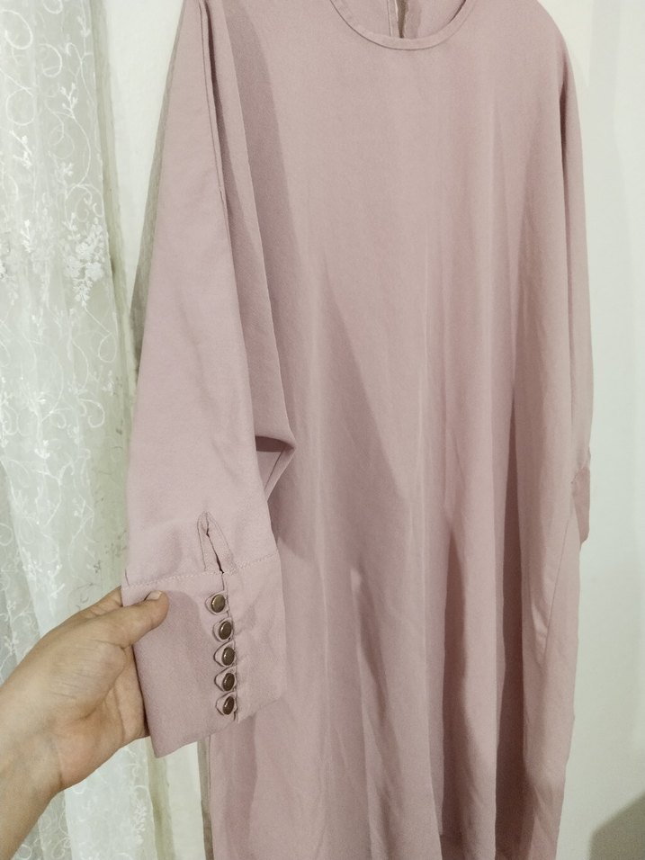 Bej Uzun Kollu Salaş Kadın Tunik - Görsel 2