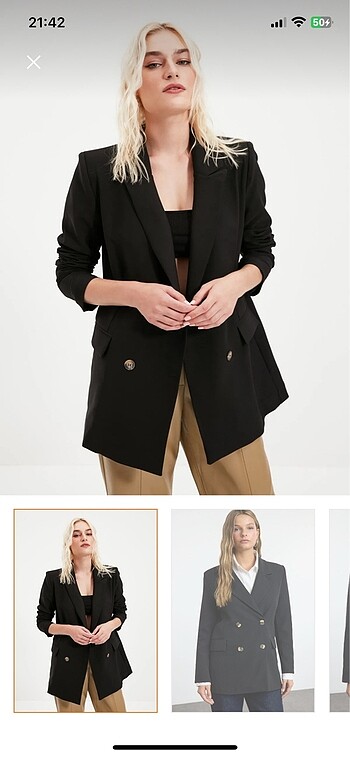 l Beden siyah Renk Astarlı kruvaze Blazer Ceket