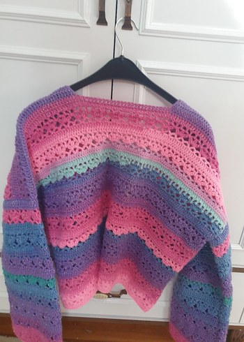 Renkli Örgü Kadın Hırka - Görsel 5