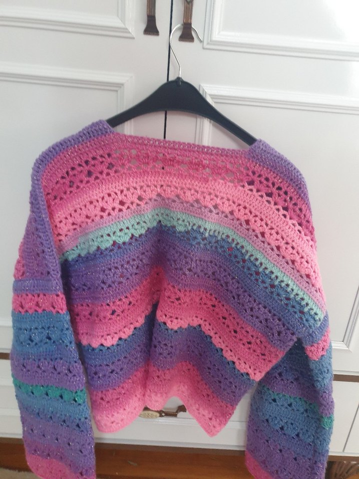 Renkli Örgü Kadın Hırka - Görsel 5