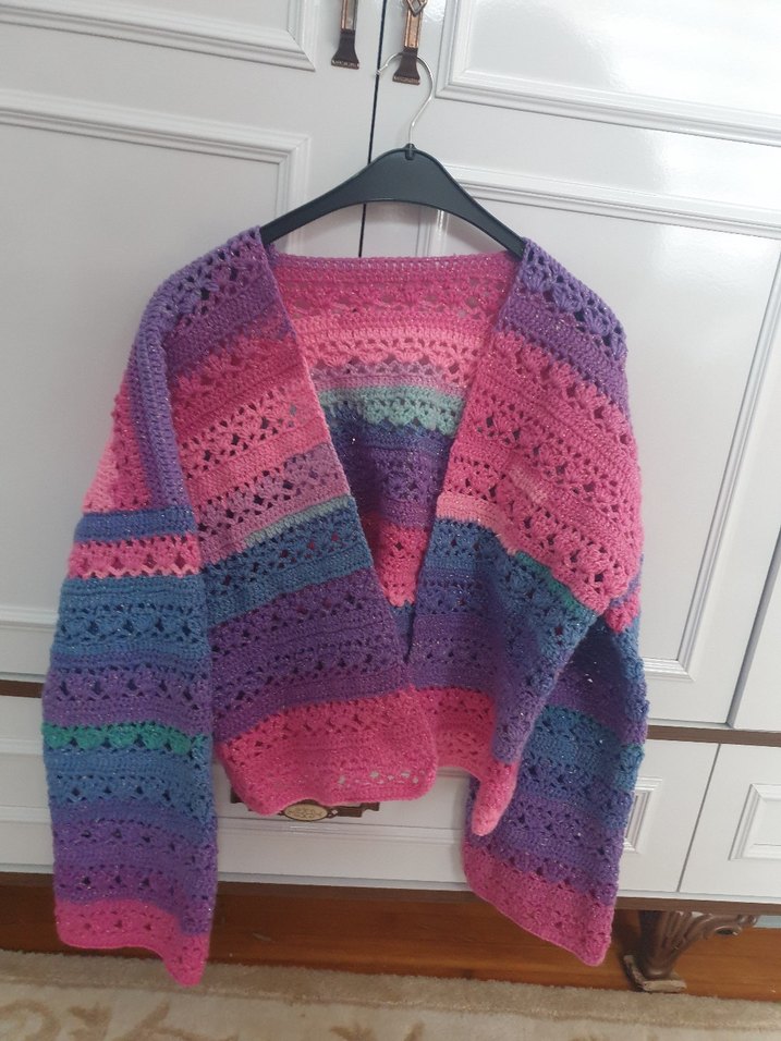 Renkli Örgü Kadın Hırka - Görsel 3