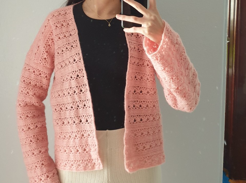 Dantel Detaylı Pembe Kadın Hırka angora ip - Görsel 3