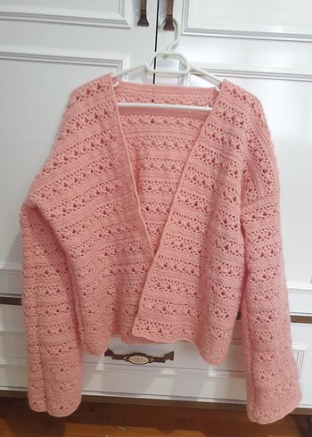 Pembe angora ip hırka - Görsel 2