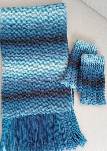 Atkı Eldiven Takımı Ebruli - Görsel 2