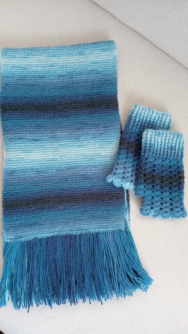 Atkı Eldiven Takımı Ebruli - Görsel 2