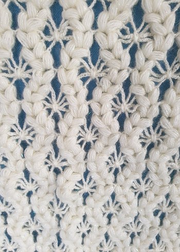 Beyaz Dantel Detaylı Kadın Örgü Şal - Görsel 3