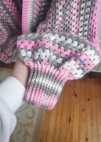 Gri Pembe Örgü Hırka - Görsel 6