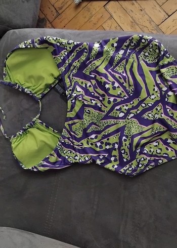 Mor Yılan Desenli Kadın Mayo - Görsel 3