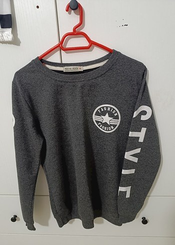 Gri erkek çocuk Sweatshirt kol detaylı Baskılı
