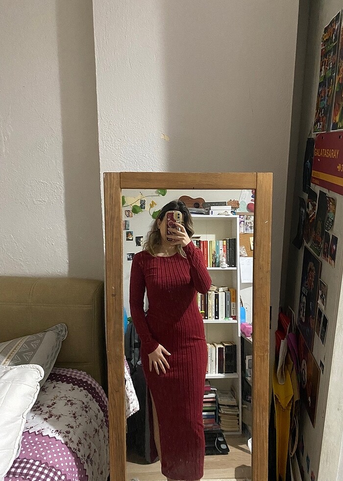 Bordo elbise - Görsel 2