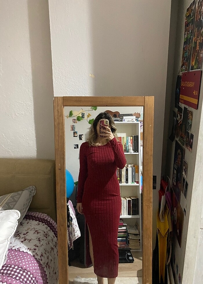 Bordo elbise - Görsel 3