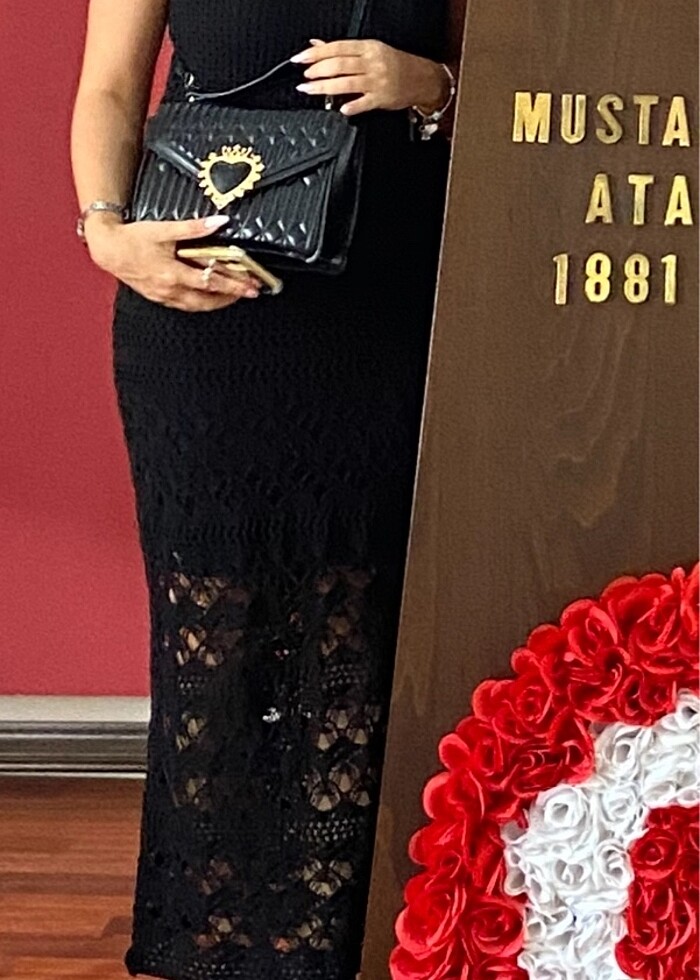 Siyah örme elbise - Görsel 2