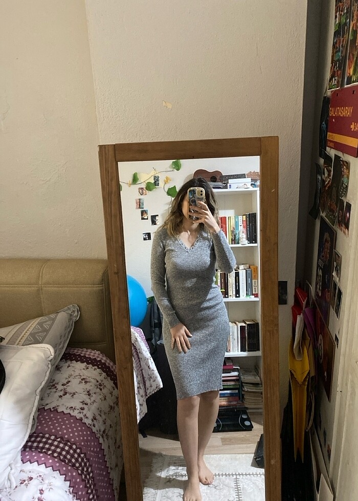 Gri elbise - Görsel 2