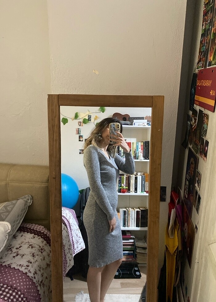 Gri elbise - Görsel 3