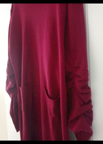 Bordo Uzun Kollu Triko Kadın Elbise - Görsel 2