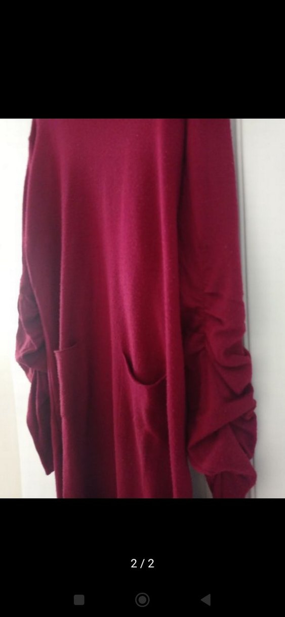 Bordo Uzun Kollu Triko Kadın Elbise - Görsel 2