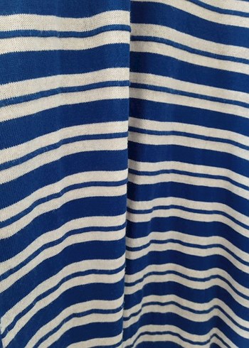 Uzun Kollu Mavi Çizgili Triko Elbise - Görsel 2