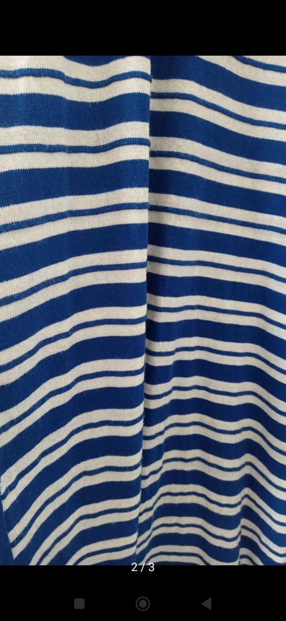 Uzun Kollu Mavi Çizgili Triko Elbise - Görsel 2