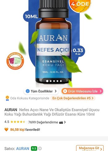 Auran Nefes Açıcı Esansiyel Koku Yağı 10 ml - Görsel 2