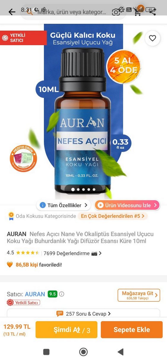 Auran Nefes Açıcı Esansiyel Koku Yağı 10 ml - Görsel 2