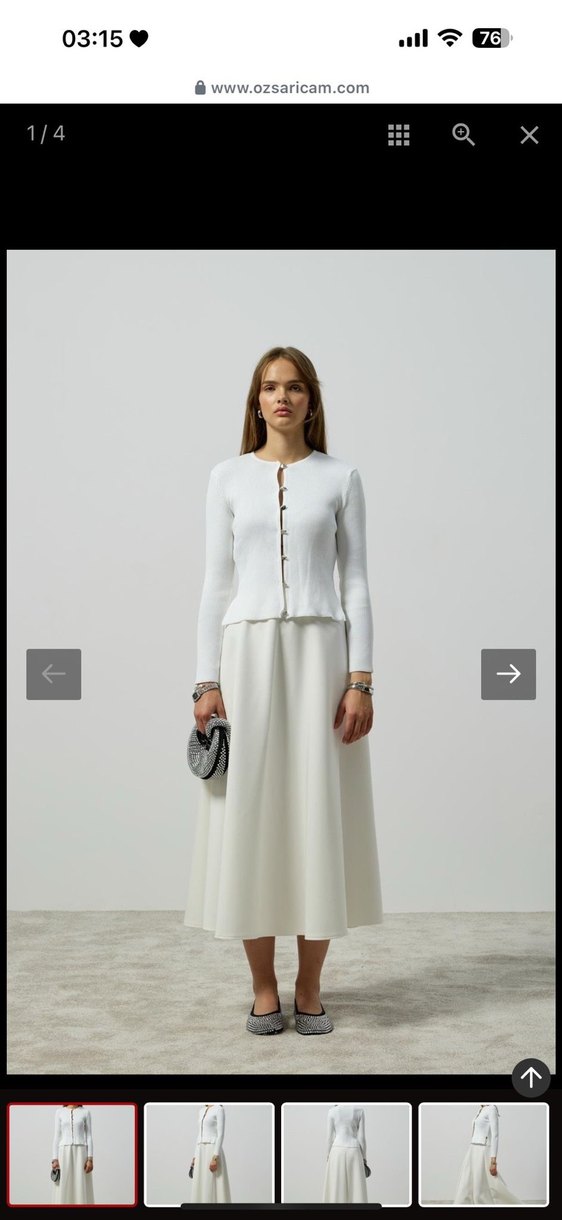 Beyaz Uzun Rahat Kesim Kadın Scuba etek - Görsel 2