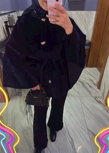 Kadın Lacivert Kürk Detaylı Midi Denim Ceket - Görsel 3