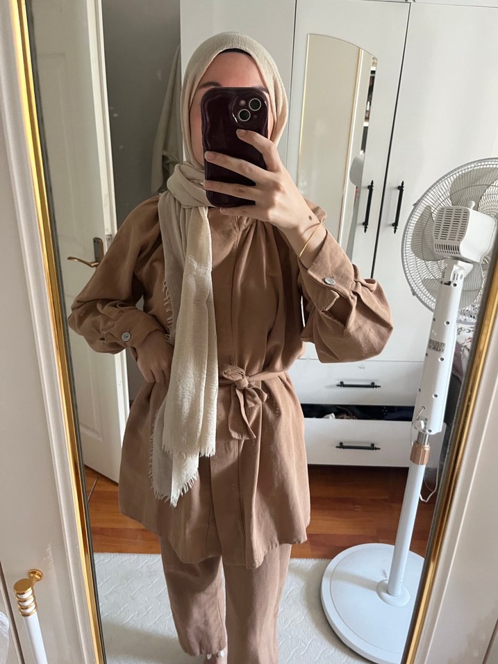 Kadın Camel Uzun Kollu Rahat Kesim Takım - Görsel 2