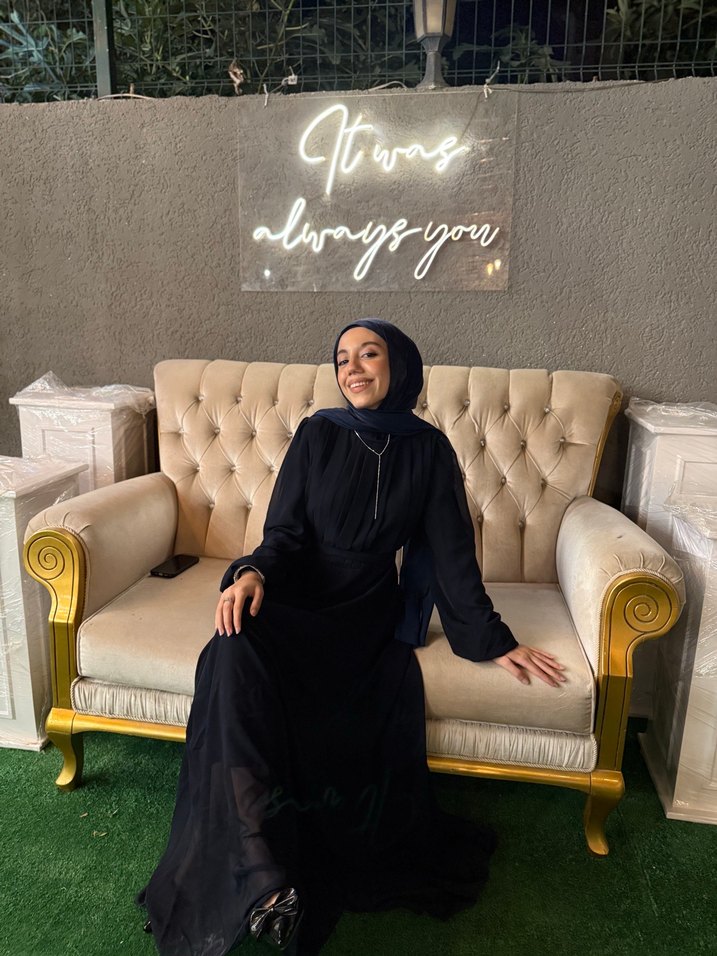 Lacivert Uzun Kollu Drapeli Uzun Elbise - Görsel 2