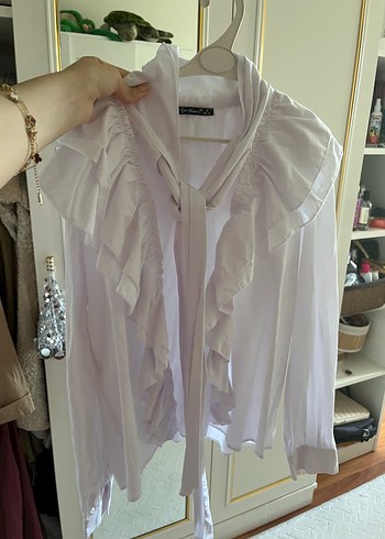 Zara Beyaz Fırfırlı Keten Gömlek