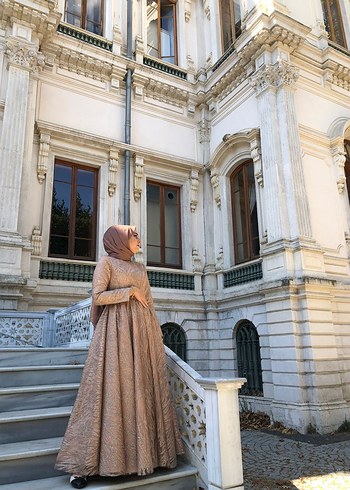 Uzun Kollu Drape Abiye Meliha Tarhanacı - Görsel 2