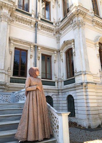 Uzun Kollu Drape Abiye Meliha Tarhanacı