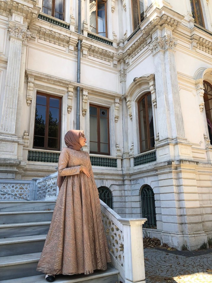 Uzun Kollu Drape Abiye Meliha Tarhanacı - Görsel 2