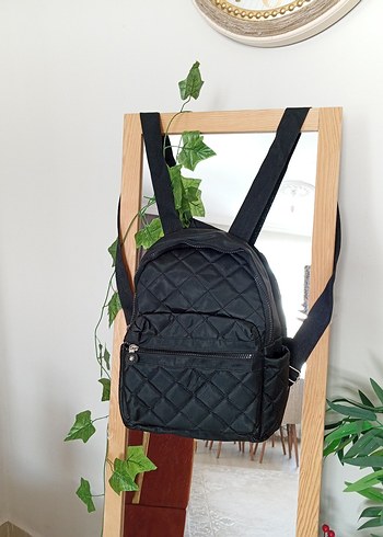 Siyah Kareli Kadın Sırt Çantası - Görsel 3