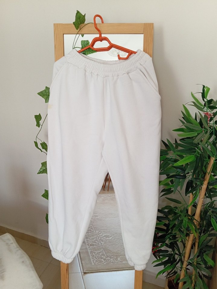 Beyaz Kadın Pamuklu Salaş Eşofman - Görsel 2