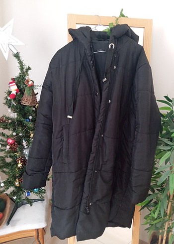 Düğmeli Siyah Midi Kadın Kışlık Mont - Görsel 3