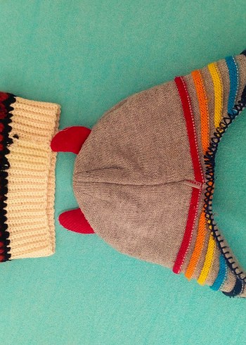 Nakışlı Çok Renkli Örgü Erkek Bere - Görsel 4