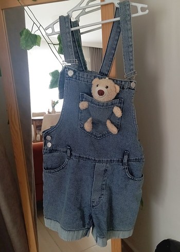 Kız Çocuk Kot Tulum Askılı ve Tokalı - Görsel 2