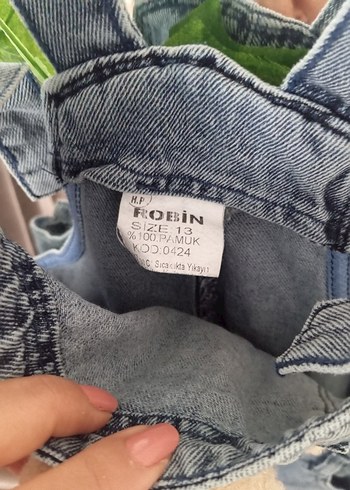 Kız Çocuk Kot Tulum Askılı ve Tokalı - Görsel 3