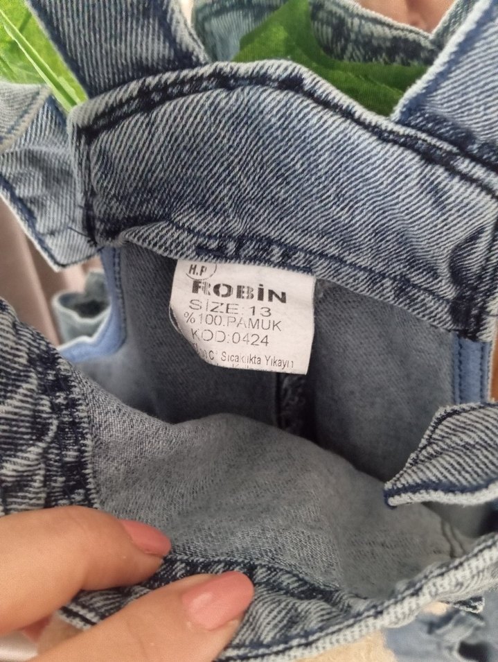 Kız Çocuk Kot Tulum Askılı ve Tokalı - Görsel 3