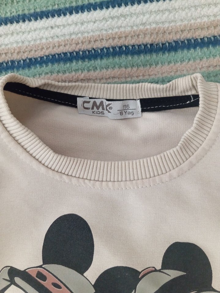 Unisex Beyaz Baskılı Sweatshirt - Görsel 2